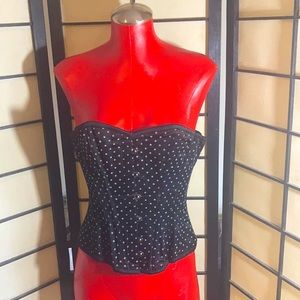 Black Steel-boned Longline Overbust Corset 20”